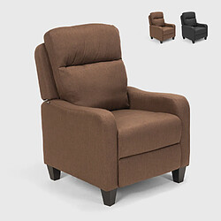 LE ROI DU RELAX Fauteuil inclinable Relax avec repose-pieds en tissu Kyoto, Couleur: Marron 