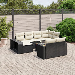 vidaXL Salon de jardin 11 pcs avec coussins noir résine tressée 