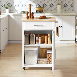 SoBuy FKW102-WN Desserte de cuisine avec plan de travail, desserte avec porte et tiroir, blanc naturel