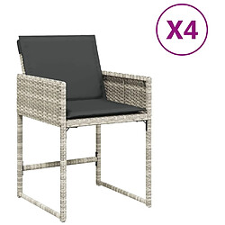 Maison Chic Lot de 4 Chaises de jardin avec coussins | chaises d'extérieur | Fauteuil Relax gris clair résine tressée -GKD47826