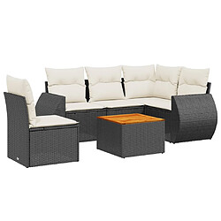 vidaXL Salon de jardin 6 pcs avec coussins noir résine tressée