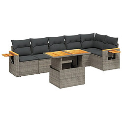 vidaXL Salon de jardin avec coussins 7 pcs gris résine tressée