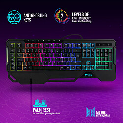 NGS GKX-450 Clavier Gaming programmable á membrane avec layout RGB complet, 5 Macros et 19 touches Multimedia DISPOSITION: ESPAGNOL - QWERTY