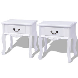 vidaXL Table de chevet 2 pcs MDF Blanc 