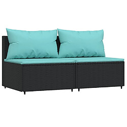 Maison Chic Canapés centraux de jardin et coussins 2pcs | Canapé Sofa d'extérieur | Fauteuil terrasse Noir Résine tressée -MN27848