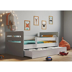 Lit Tomi mix gris sans tiroir, matelas 160/80 