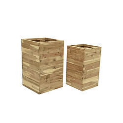 JARDIéco Lot de deux cache-pots carrés en bois d'acacia - Jardideco 