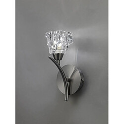 Luminaire Center Applique murale Iku avec interrupteur 1 Ampoule G9, nickel satiné Coloris : nickel satiné Coloris de l'abat jour : transparent Largeur en Cm : 10 Hauteur en Cm : 21 Profondeur en Cm : 13 Poids en Kilos : 0,60 Type d'ampoule