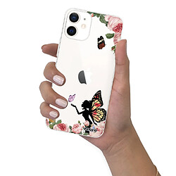 Coque iPhone 12 mini souple transparente Fée papillon fleurale Motif Ecriture Tendance Evetane pas cher