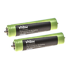 vhbw 2x Batteries compatible avec Braun CruZer1, CruZer2, CruZer3, CruZer6 Face, Cruzer4 rasoir tondeuse électrique (600mAh, 1,2V, NiMH)