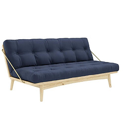 Inside 75 Banquette futon FOLK en pin massif coloris marine couchage 130 x 190 cm. 