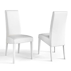 Mes Lot de 2 chaises repas 47x64x102 cm en PU et pieds blancs 