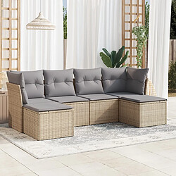 vidaXL Salon de jardin avec coussins 6 pcs beige résine tressée 