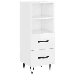 Maison Chic Buffet,Meuble de Rangement,commode pour salon,Cuisine Blanc brillant 34,5x34x90 cm Bois d'ingénierie -MN44088