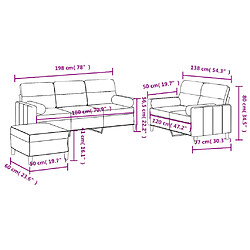 vidaXL Ensemble de canapés 3 pcs coussins gris foncé tissu pas cher