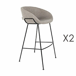 Mes Lot de 2 chaises de bar H76 cm en tissu gris - FESTON