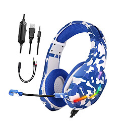 Casque de jeu Casque De Jeu Basse Mangeant Du Poulet Sur L'oreille Filaire Pour Ordinateur Portable Musique Camouflage Bleu