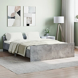 Maison Chic Lit adulte - Cadre de lit tête de lit et pied de lit,Structure du lit Contemporain pour chambre gris béton 135x190 cm -MN99042