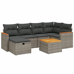 vidaXL Salon de jardin avec coussins 7 pcs gris résine tressée