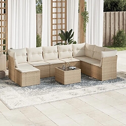 Maison Chic Salon de jardin avec coussins 9 pcs | Ensemble de Table et chaises | Mobilier d'Extérieur beige résine tressée -GKD59977