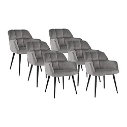 Lot de 6 chaises avec accoudoirs - Velours et métal - Gris - PEGA de PASCAL MORABITO