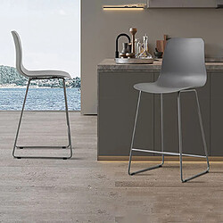 Mes Lot de 2 chaises de bar H65 cm gris - NORYZ 