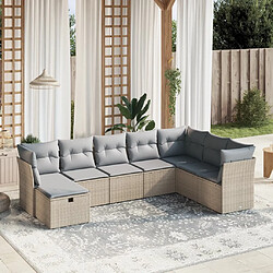 vidaXL Salon de jardin avec coussins 8pcs mélange beige résine tressée 