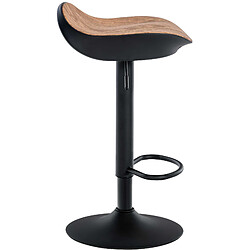 Avis Decoshop26 Lot de 2 tabourets de bar forme ergonomique en PVC couleur bois et pieds en métal noir 10_0004015