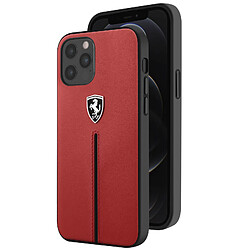 Ferrari Coque Cuir pour iPhone 12 et 12 Pro Contour Silicone Compatible QI Rouge 