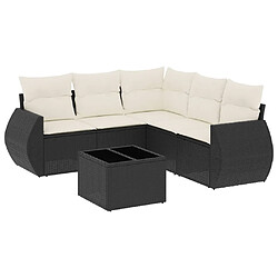 vidaXL Salon de jardin 6 pcs avec coussins noir résine tressée