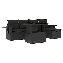 vidaXL Salon de jardin 6 pcs avec coussins noir résine tressée