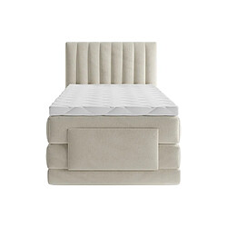 Acheter Vente-Unique Ensemble complet boxspring tête de lit coutures verticales + sommiers relaxation électrique + matelas + surmatelas - 100 x 200 cm - Velours - Beige - DONISI de PALACIO