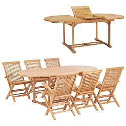 Maison Chic Mobilier de salle à manger d'extérieur,Meuble à dîner d'extérieur 7 pcs 150-200x100x75 cm Teck massif -GKD376696