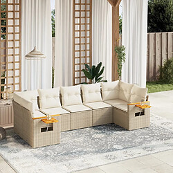 vidaXL Salon de jardin avec coussins 7 pcs beige résine tressée 