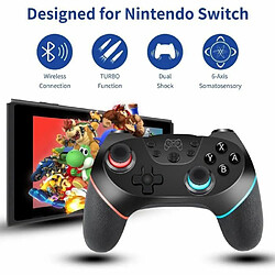 Manette sans fil Bluetooth pour Nintendo Switch Télécommande pour Turbo fonctions, Gamepad avec 6 axes avec batterie rechargeable.