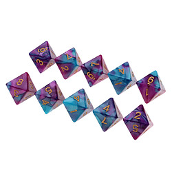 10pcs multi-faces dés polyèdre dés D8 pour D u0026 D table de jeu TRPG violet + bleu