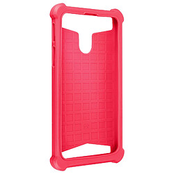 Avizar Coque Smartphone 5'' à 5.3'' Silicone Gel Coins Renforcés Dos Effet Cuir Fuchsia