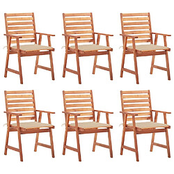 Maison Chic Lot de 6 Chaises à dîner d'extérieur avec coussins | Fauteuil chaises à manger d'extérieur Acacia massif -GKD26779