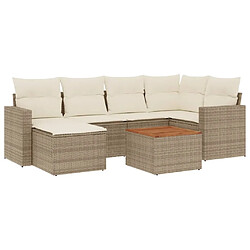 vidaXL Salon de jardin avec coussins 7 pcs beige résine tressée