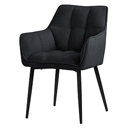 ML-Design 1x Chaise de salle à manger noir en tissu éponge pieds noir métalliques élégant