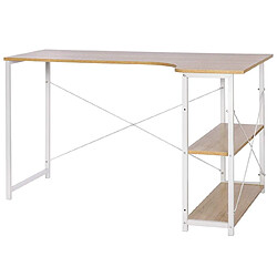 Helloshop26 Bureau d'ordinateur avec deux étagères 120 cm MDF beige 19_0000561