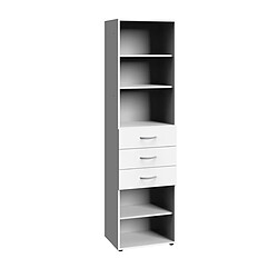 Pegane Etagère de rangement avec 3 tiroirs et 3 tablettes en mélamine coloris blanc - longueur 50 x hauteur 185 x profondeur 40 cm