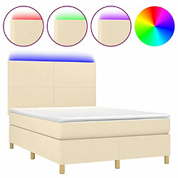 Maison Chic Lit adulte- Lit + matelas,Sommier à lattes de lit et matelas et LED Crème 140x190cm Tissu -GKD68254