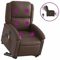 Maison Chic Fauteuil Relax pour salon, Fauteuil inclinable de massage électrique marron similicuir -GKD30420