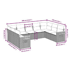 Avis vidaXL Salon de jardin avec coussins 9 pcs beige résine tressée