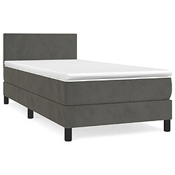 vidaXL Sommier à lattes de lit avec matelas Gris foncé 100x200 cm