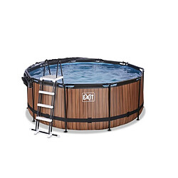 Avis EXIT Piscine 360x122cm filtre a sable 12v Wood Marron avec BoItier avec Pompe a Chaleur