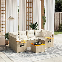 Maison Chic Salon de jardin avec coussins 7 pcs | Ensemble de Table et chaises | Mobilier d'Extérieur beige résine tressée -GKD36922