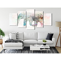 Decoshop26 Tableau toile de décoration murale impression premium en 5 parties sur châssis en bois motif Éléphant peint 100x50 cm 11_0015177