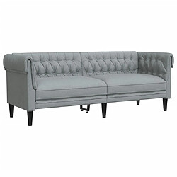 vidaXL Canapé Chesterfield 3 places gris clair tissu